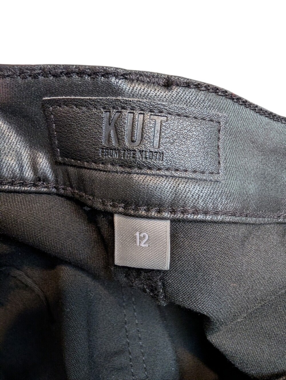 NWT KUT From The Kloth Stella High Rise Faux Leather Flare Pants Black Size 12 - Picture 5 of 9